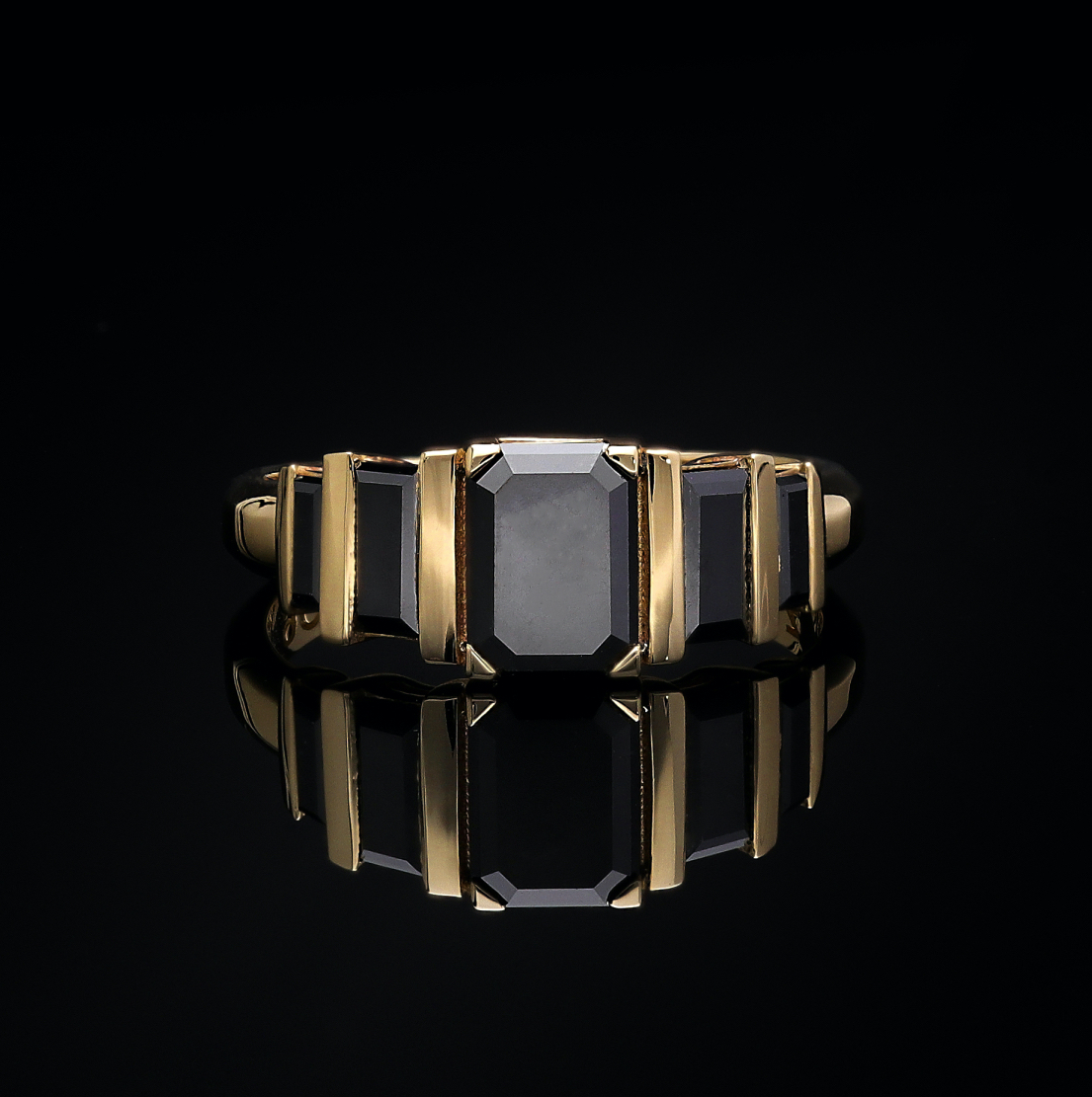 5 Stone Eternity Gold Ring with Black Diamondsw-11