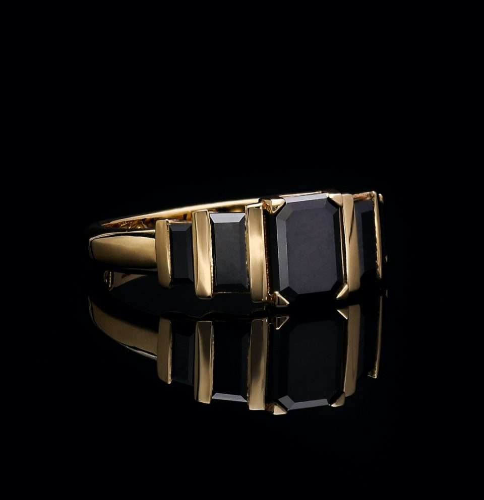 5 Stone Eternity Gold Ring with Black Diamondsw-110