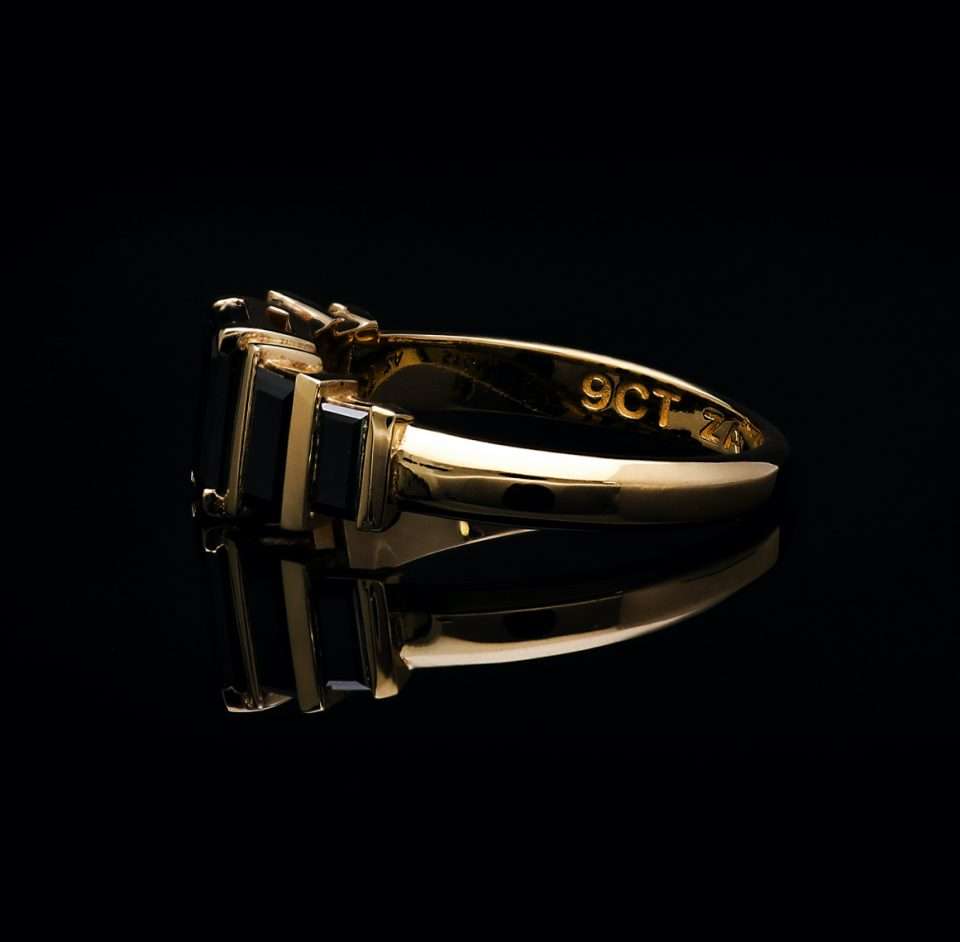 5 Stone Eternity Gold Ring with Black Diamondsw-14