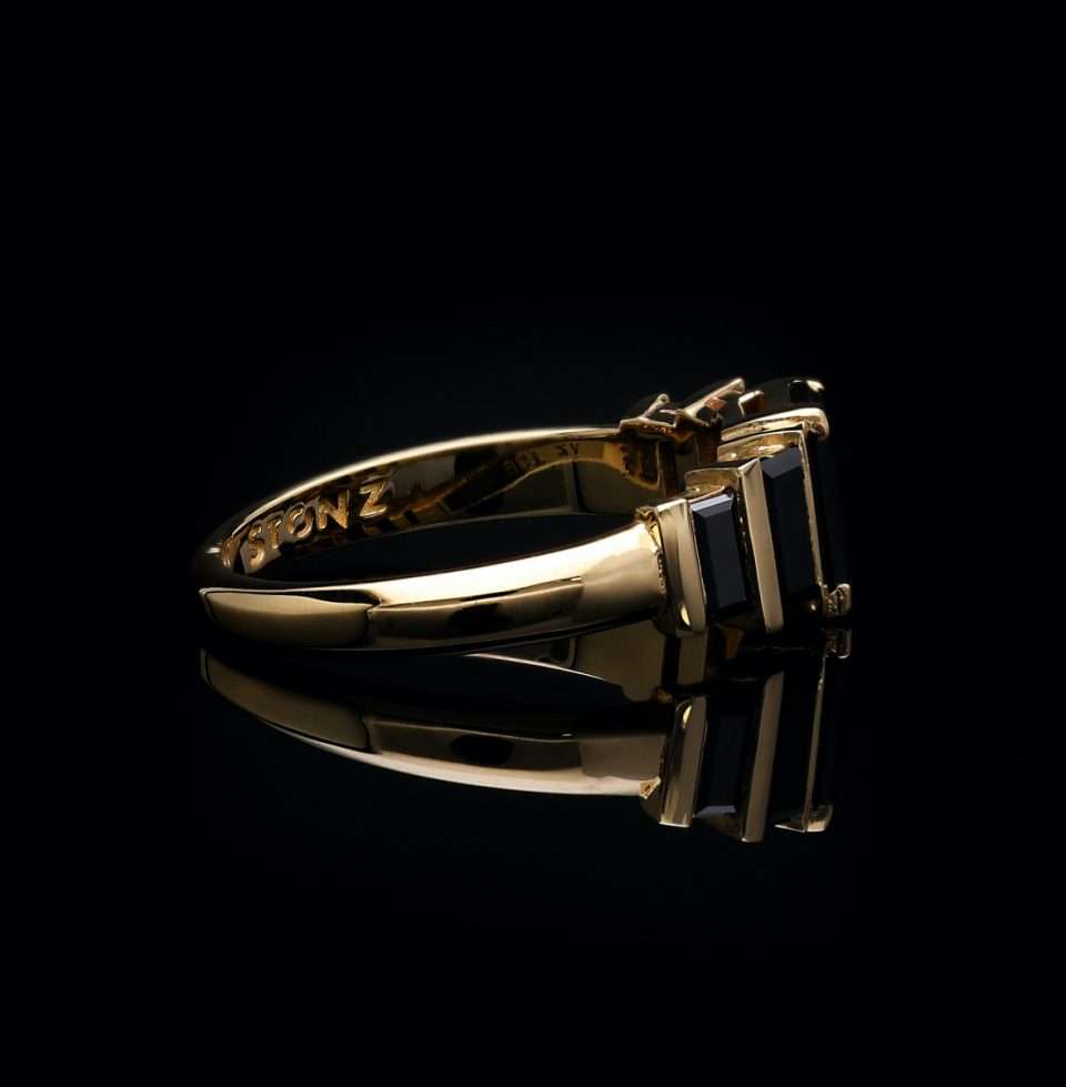 5 Stone Eternity Gold Ring with Black Diamondsw-18