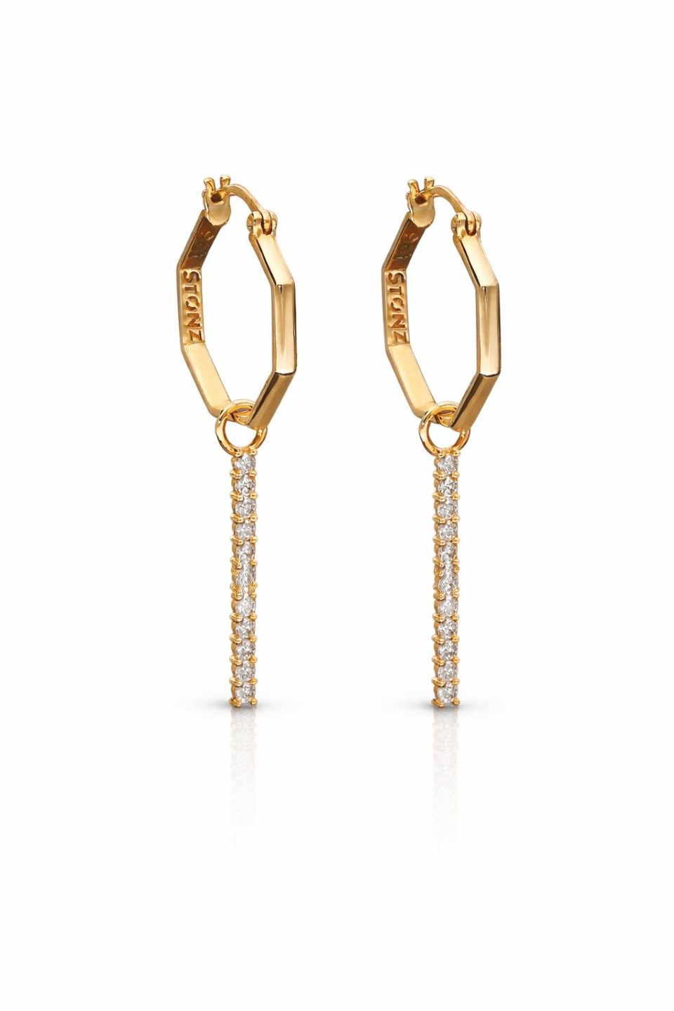 9K Gold Diamond Bar Huggie Earring Charms 3