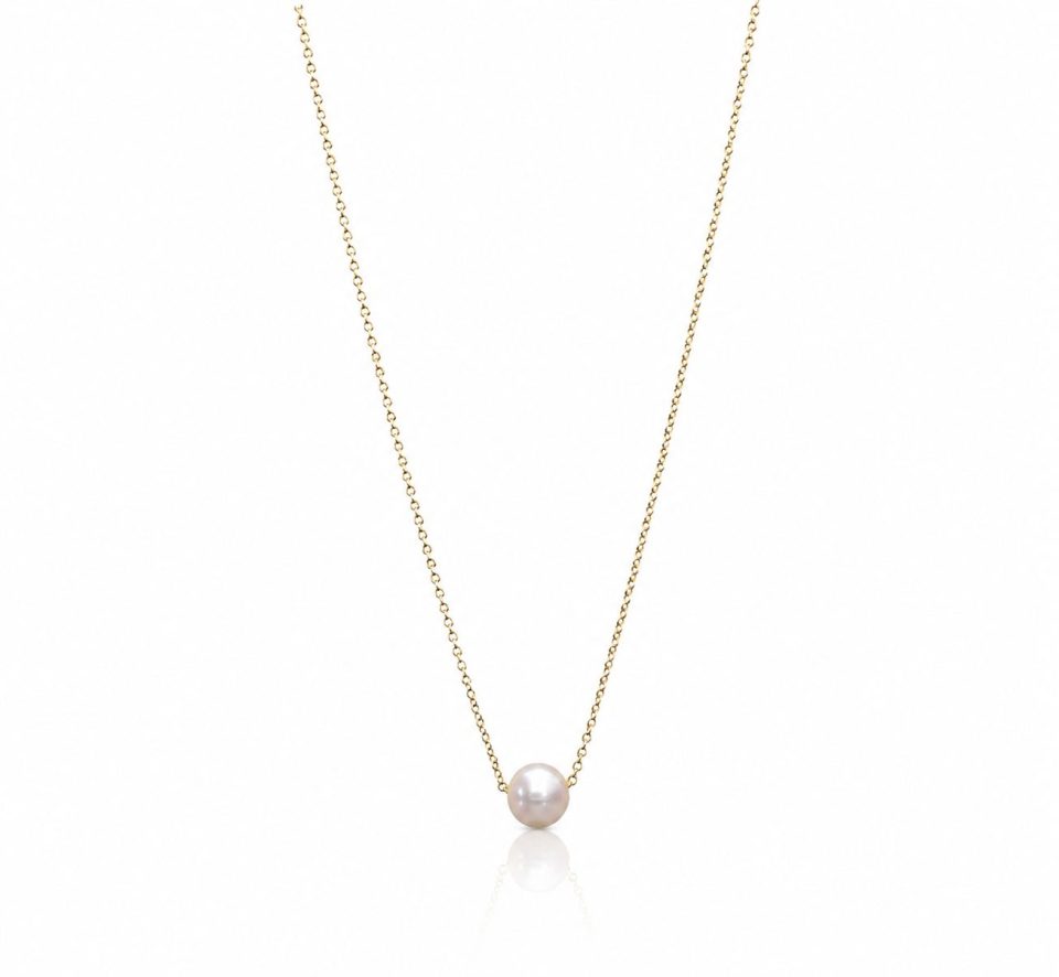 9K Gold Freshwater Pearl Anchor Chain Necklace