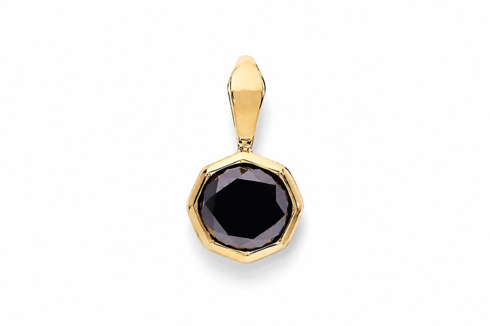 9K Yellow Gold Octo Tube Black Diamond Pendant (0.68ct)