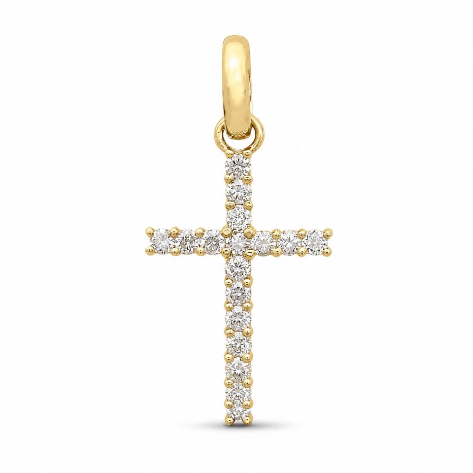 9K Gold Diamond Cross Huggie Earring Charms