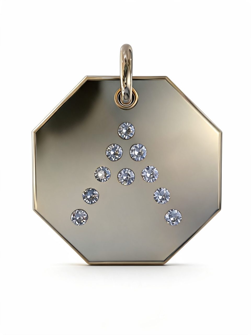 9K Yellow Gold Gypsy Octo Tube Black Diamond Initial Pendant (0.68ct)