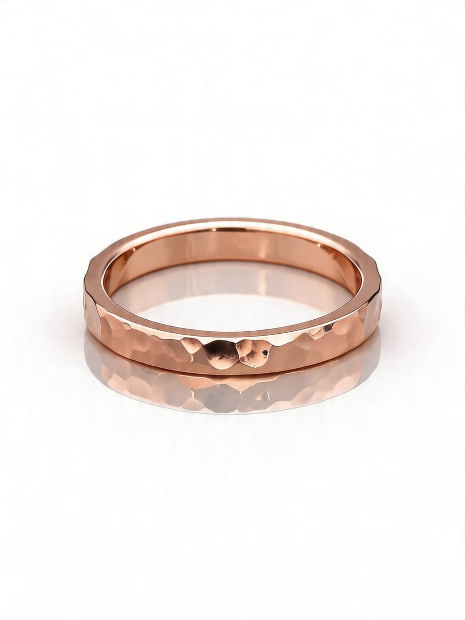 9K Rose Gold Hammered Ring
