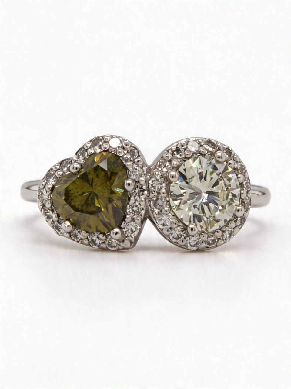 9K White Gold Two-Stone Diamond Engagement Ring