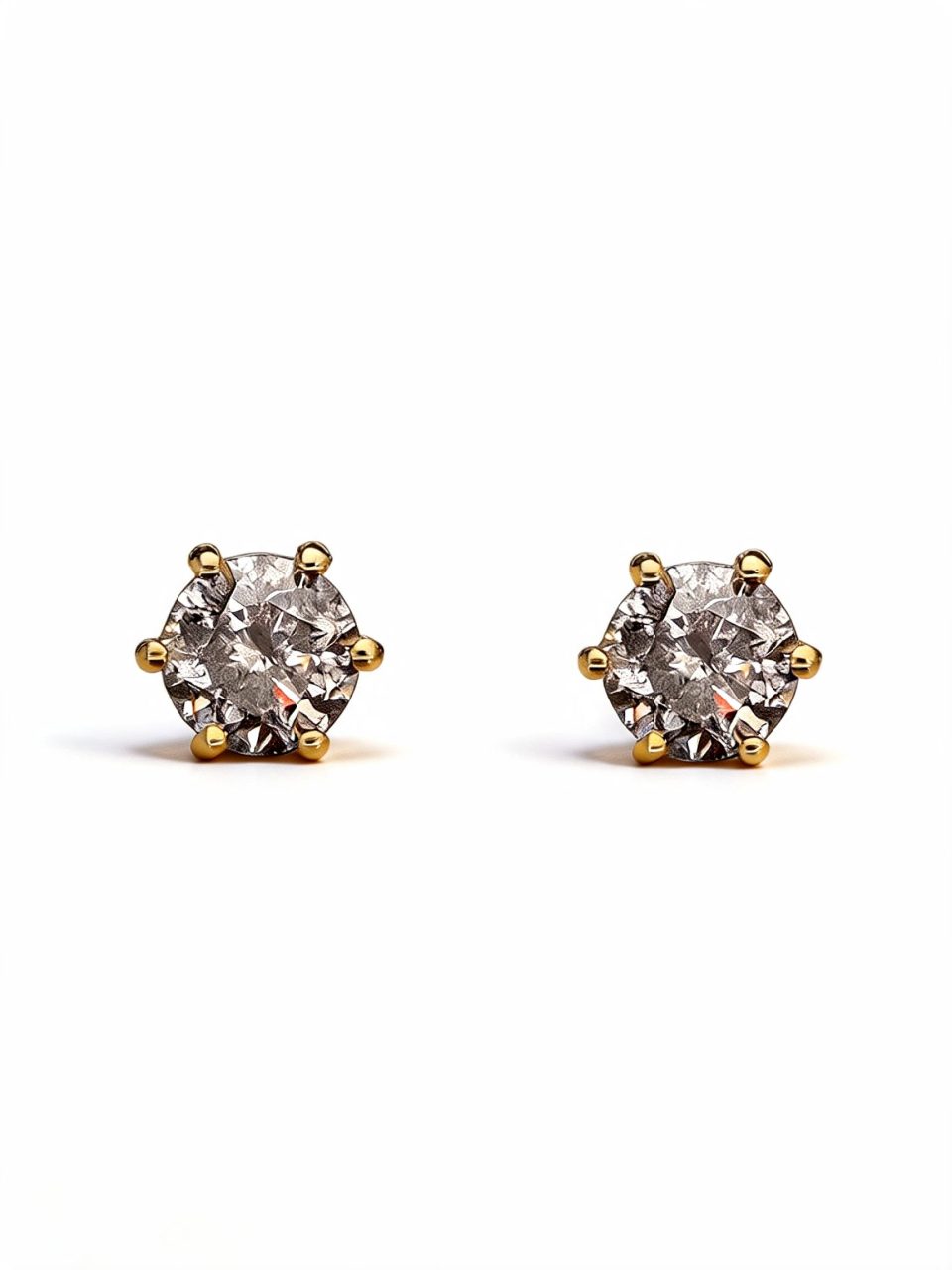 9K Yellow Gold 1.11 Ct Salt and Pepper Diamond Stud Earrings