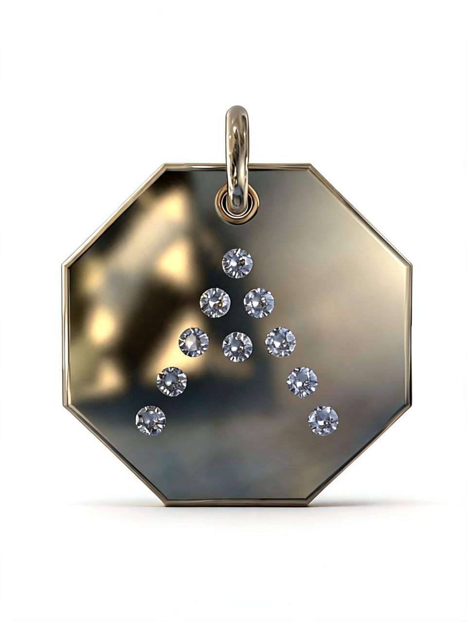 9K/18K Gold and Diamond Gypsy Octo Initial Pendant Small