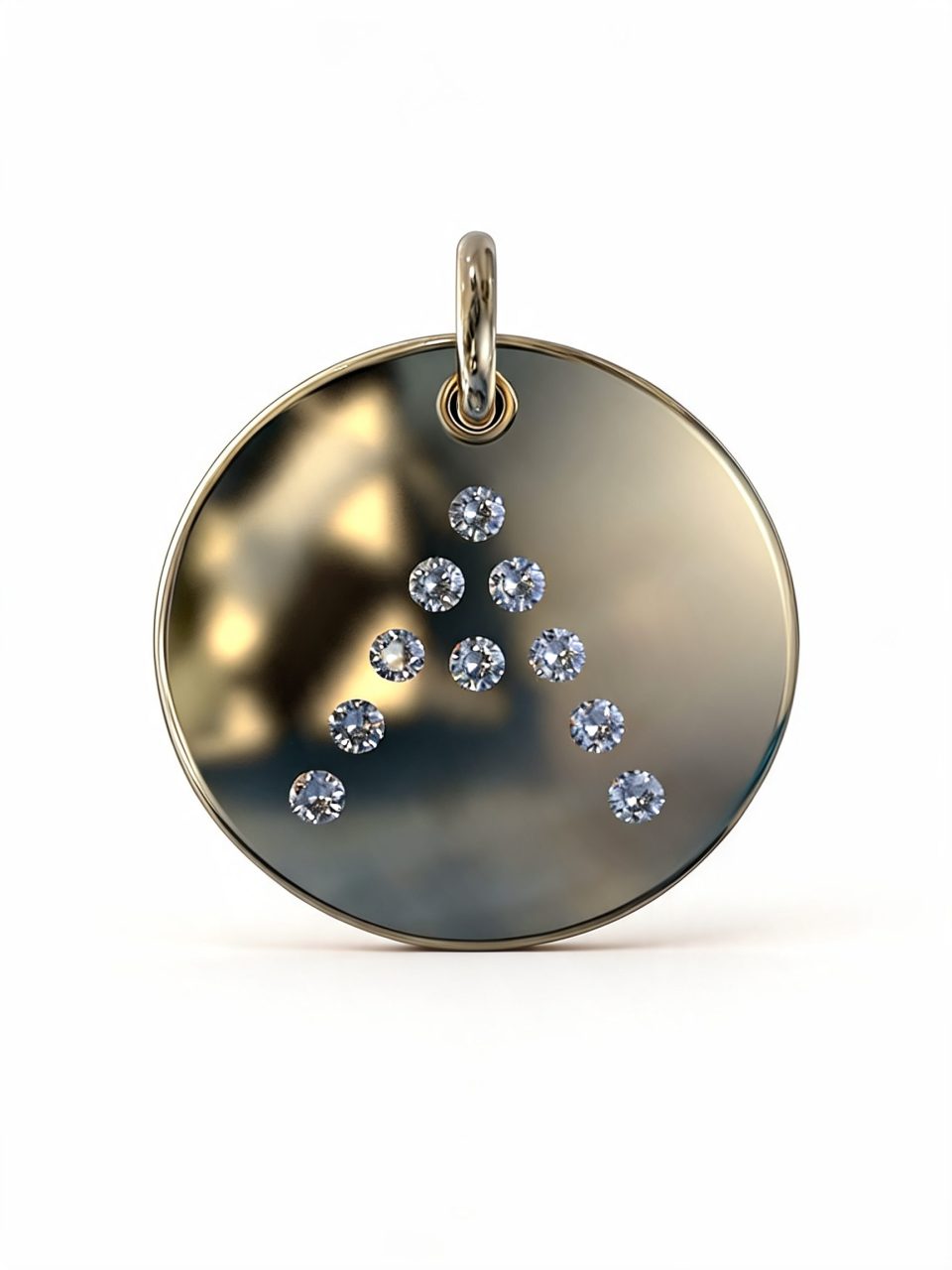 9K/18K Gold Gypsy Round Diamond Initial Pendant Large