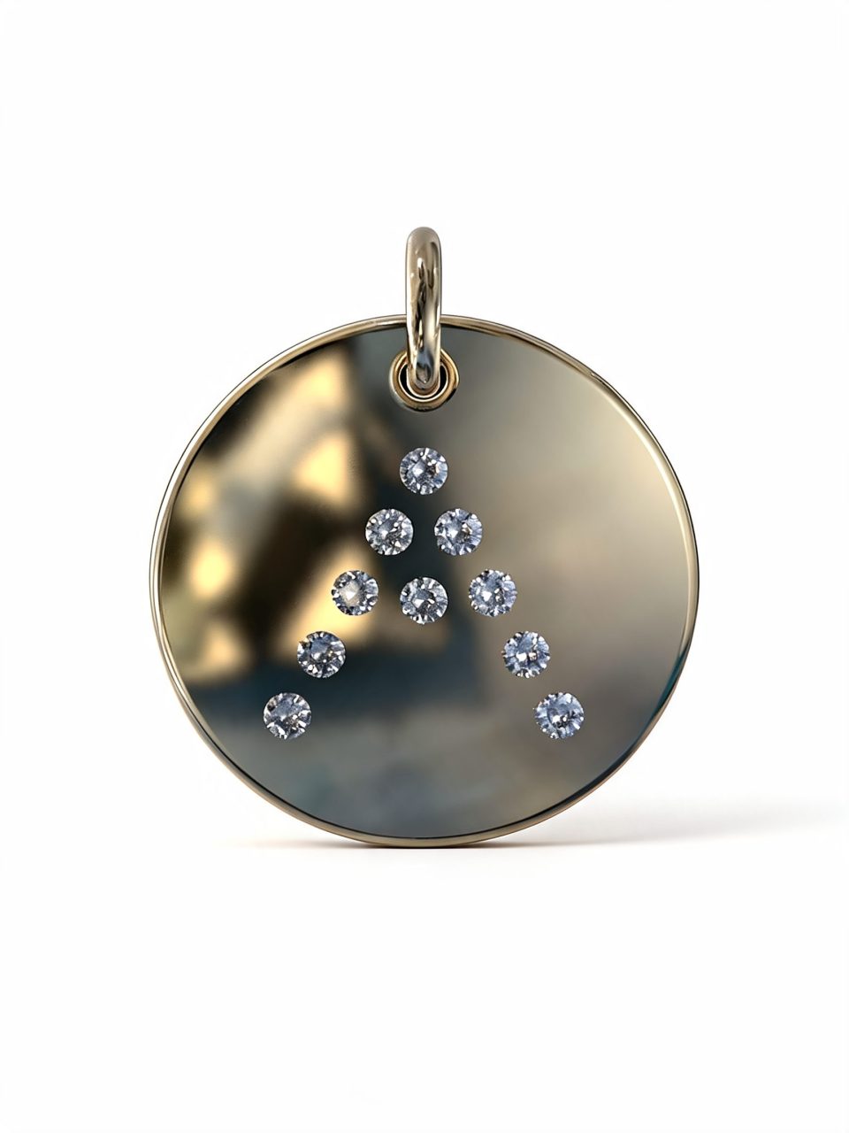 9K/18K Gold and Diamond Gypsy Round Initial Pendant Small