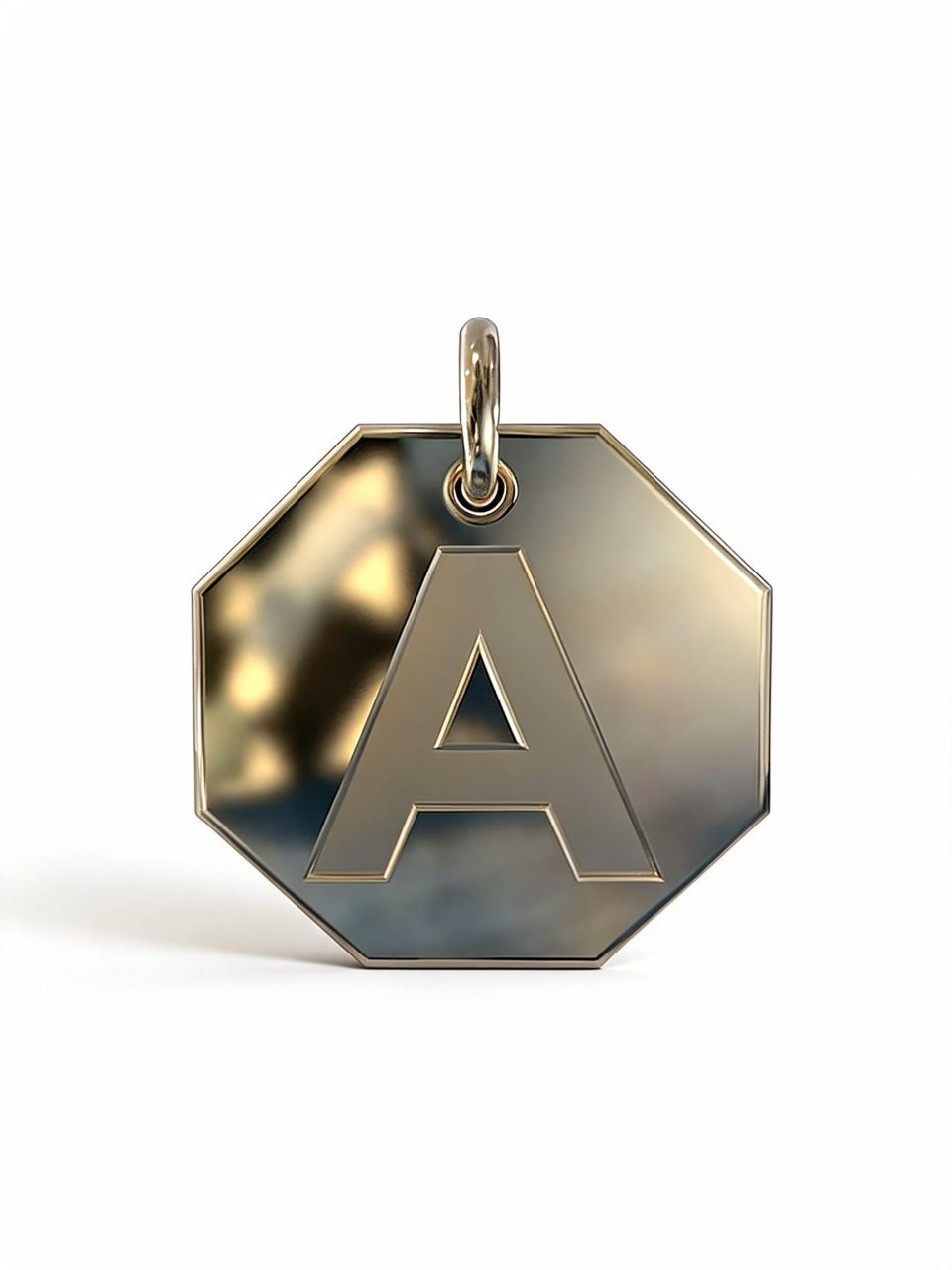 9K/18K Gold Octo Flat Font Initial Pendant Small