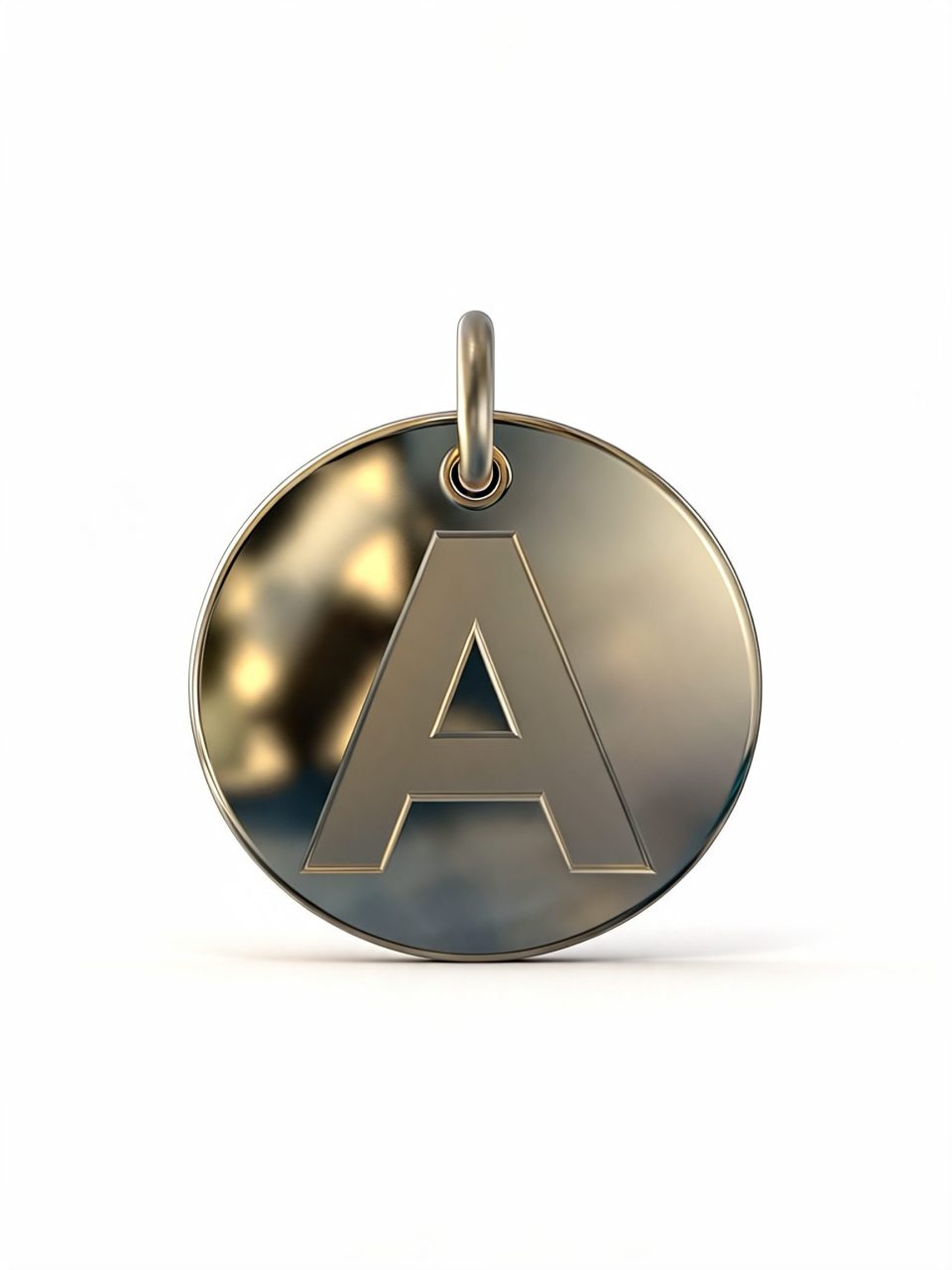 9K/18K Gold Round Flat Font Initial Pendant Large