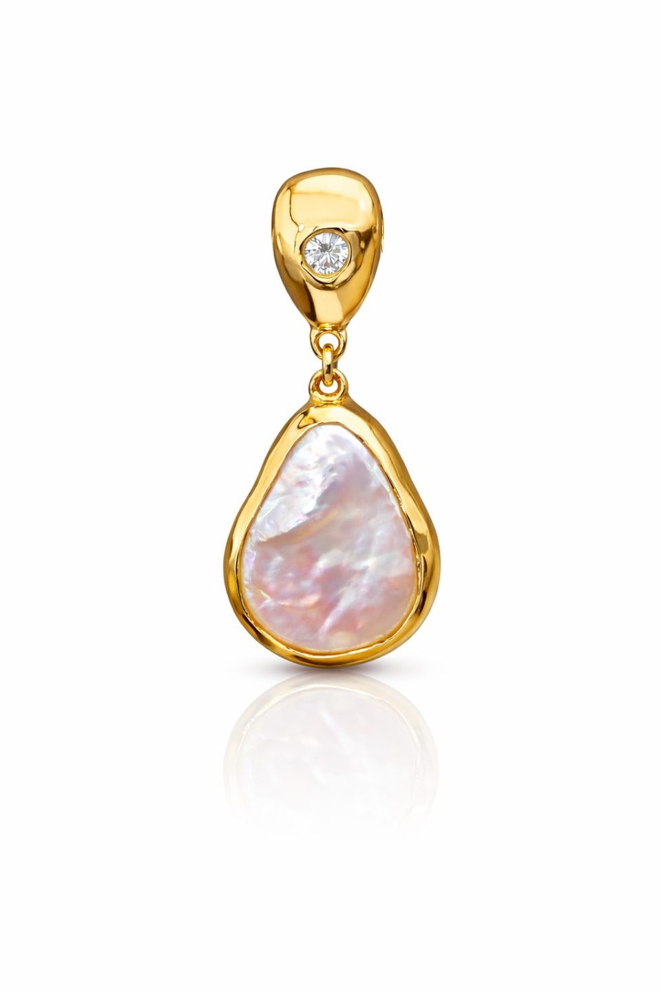 9K Gold Mae Pearl & Diamond Pendant (0.09ct)