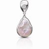 9K White Gold Mae Pearl & Diamond Pendant (0.09ct)
