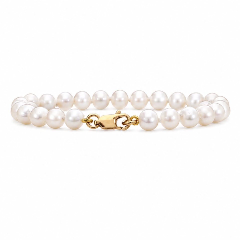 Classic Round Freshwater Pearl Bracelet with 9K Gold Clasp