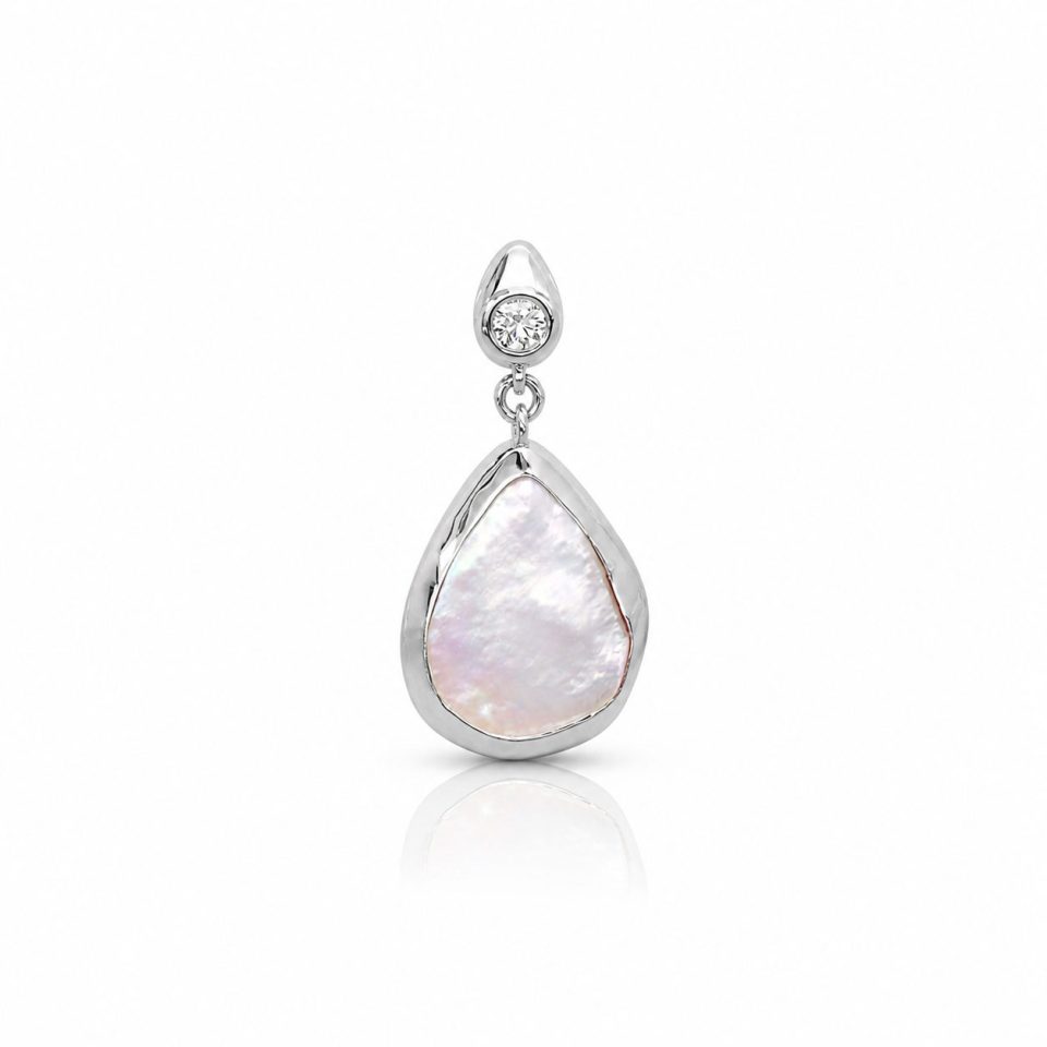 9K Gold Rita Pearl & Diamond Drop Pendant (0.09ct)