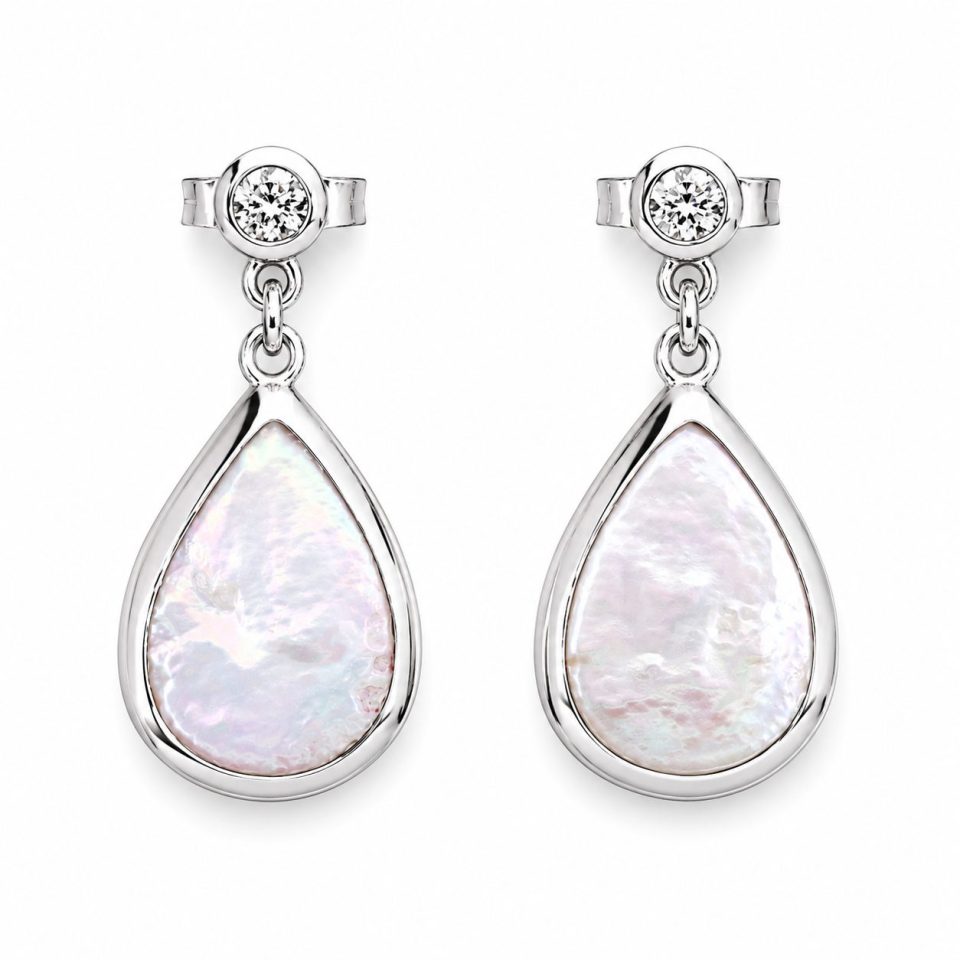 Rita Pearl and Diamond Drop-Down Earrings - 9K Gold