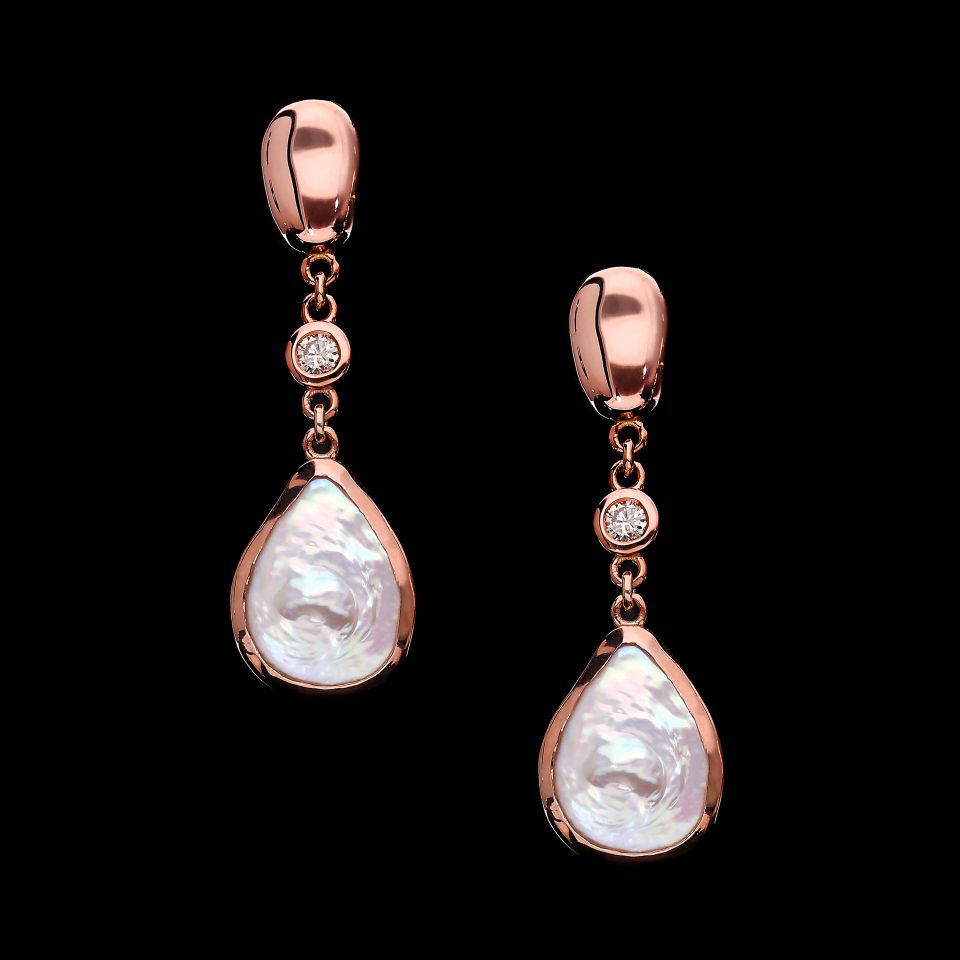 Rose Gold Pearl Drop down earringsc1