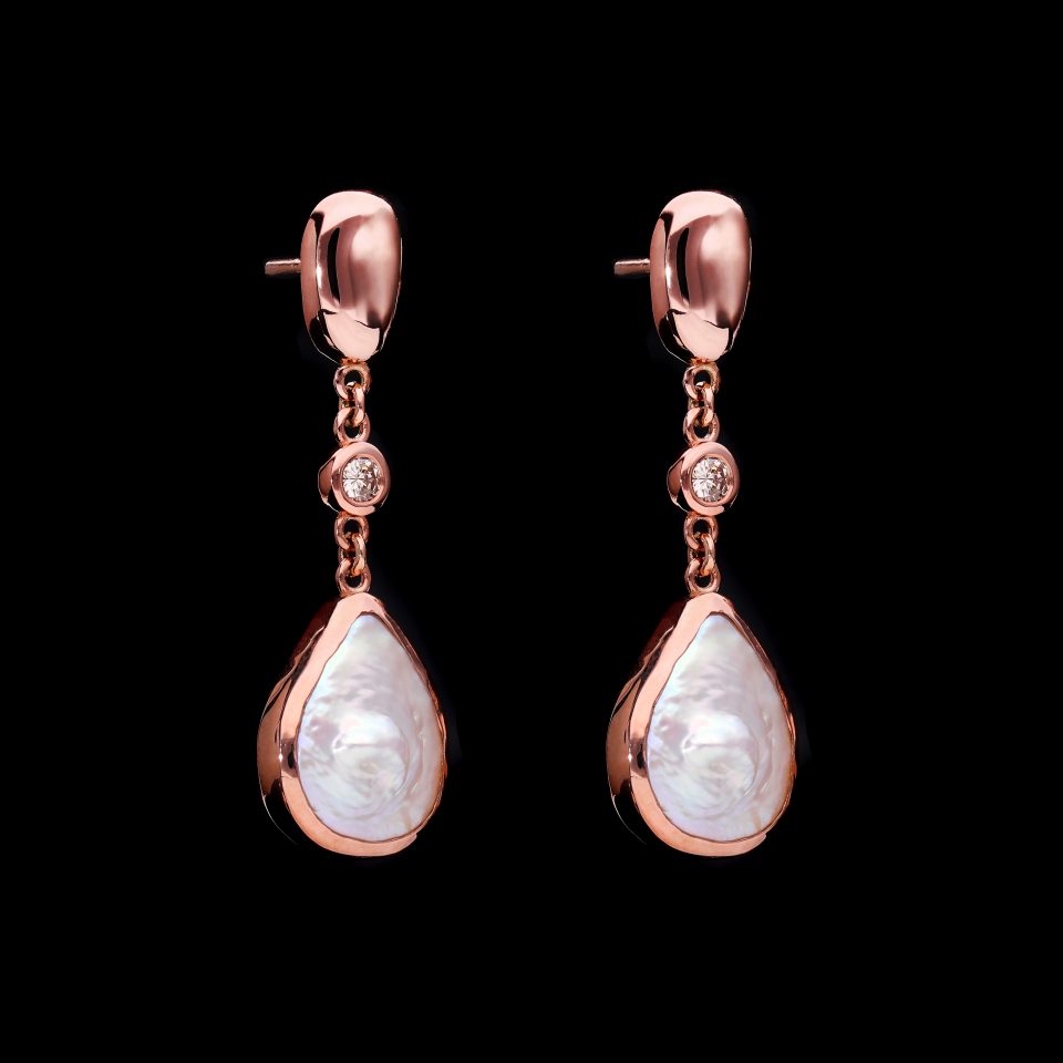 Rose Gold Pearl Drop down earringsc3