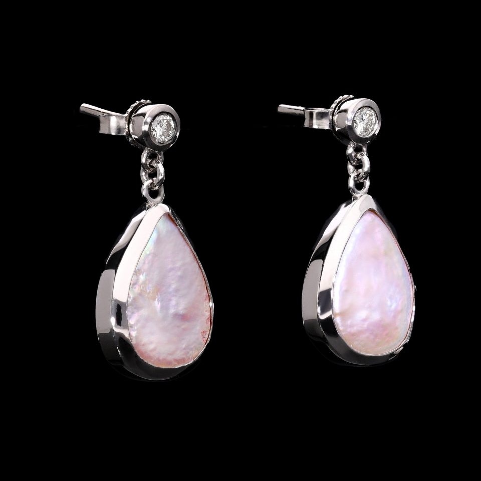 White Gold Pearl Drop down earringsc1