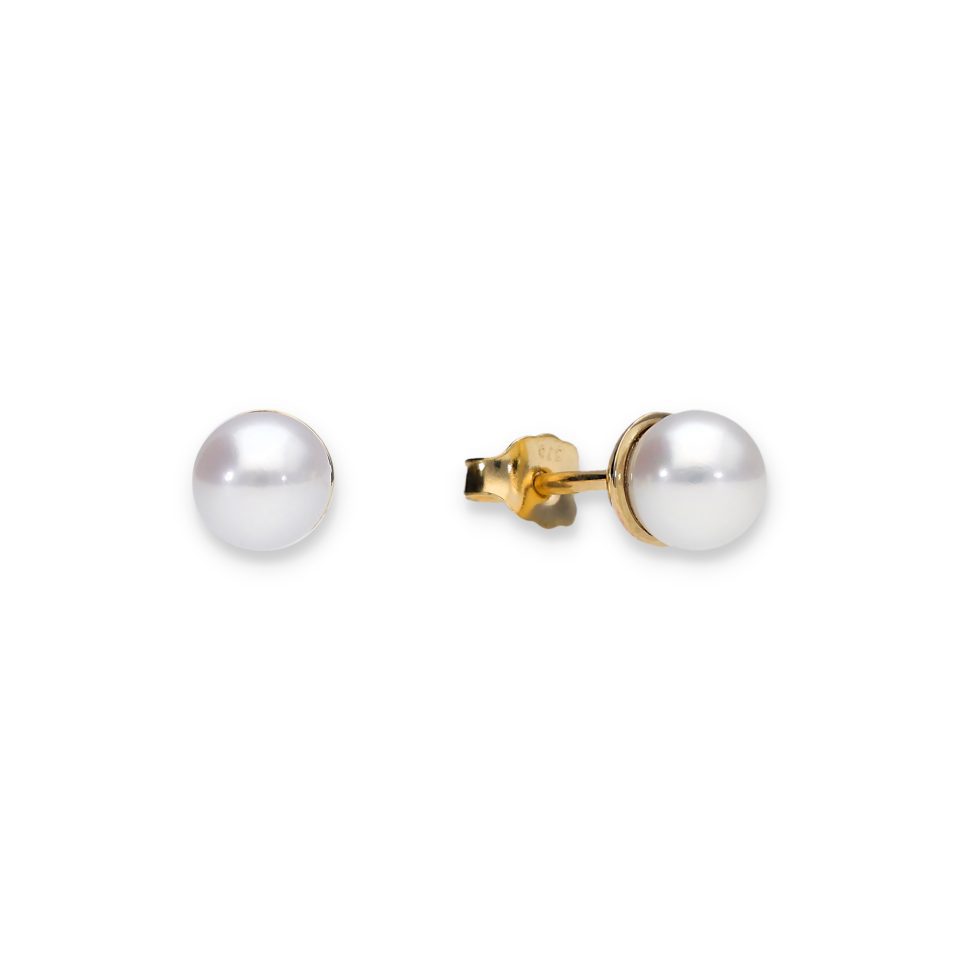 5mm Round Freshwater Pearl Studs - wit_1