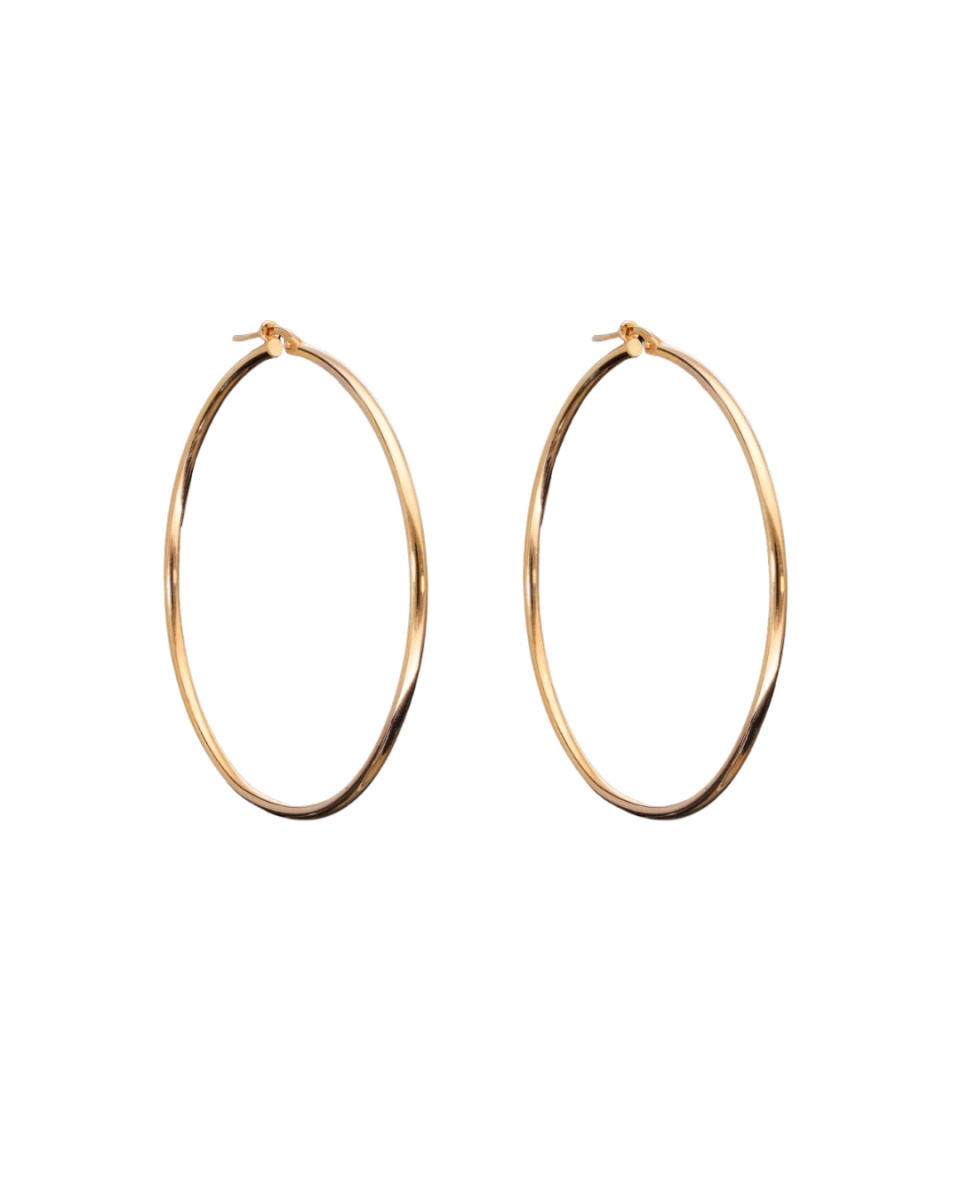 50mm Yellow Gold Signature Hoop Earrings - 9K Yellow Gold