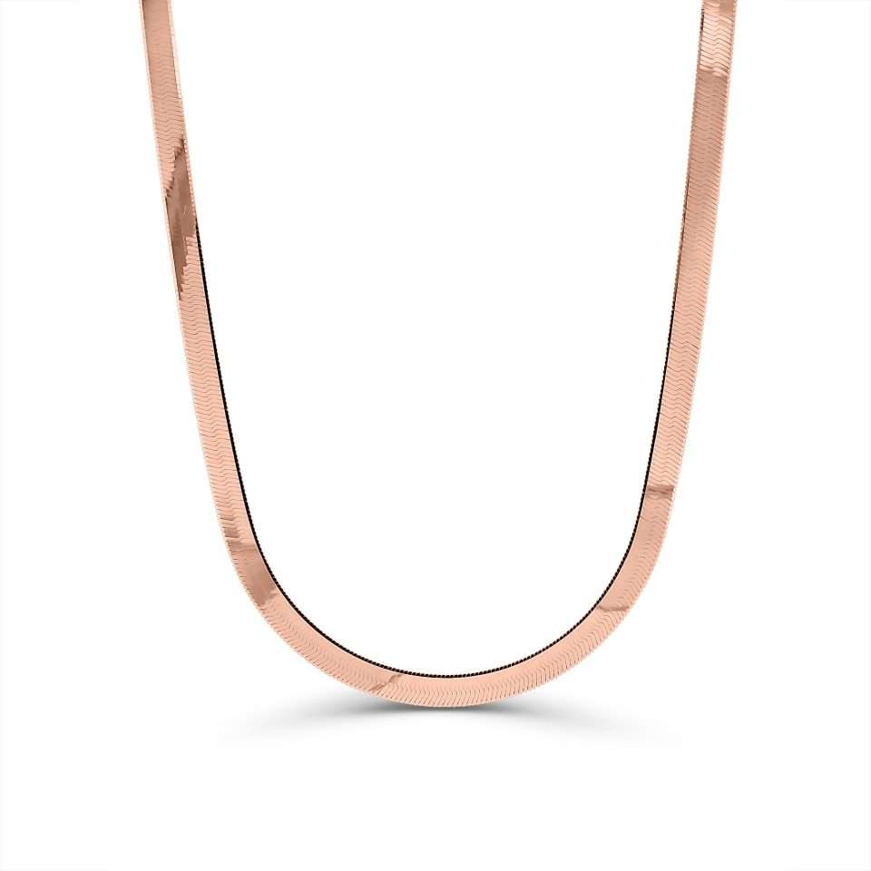 9K Rose Gold Herringbone Bracelet