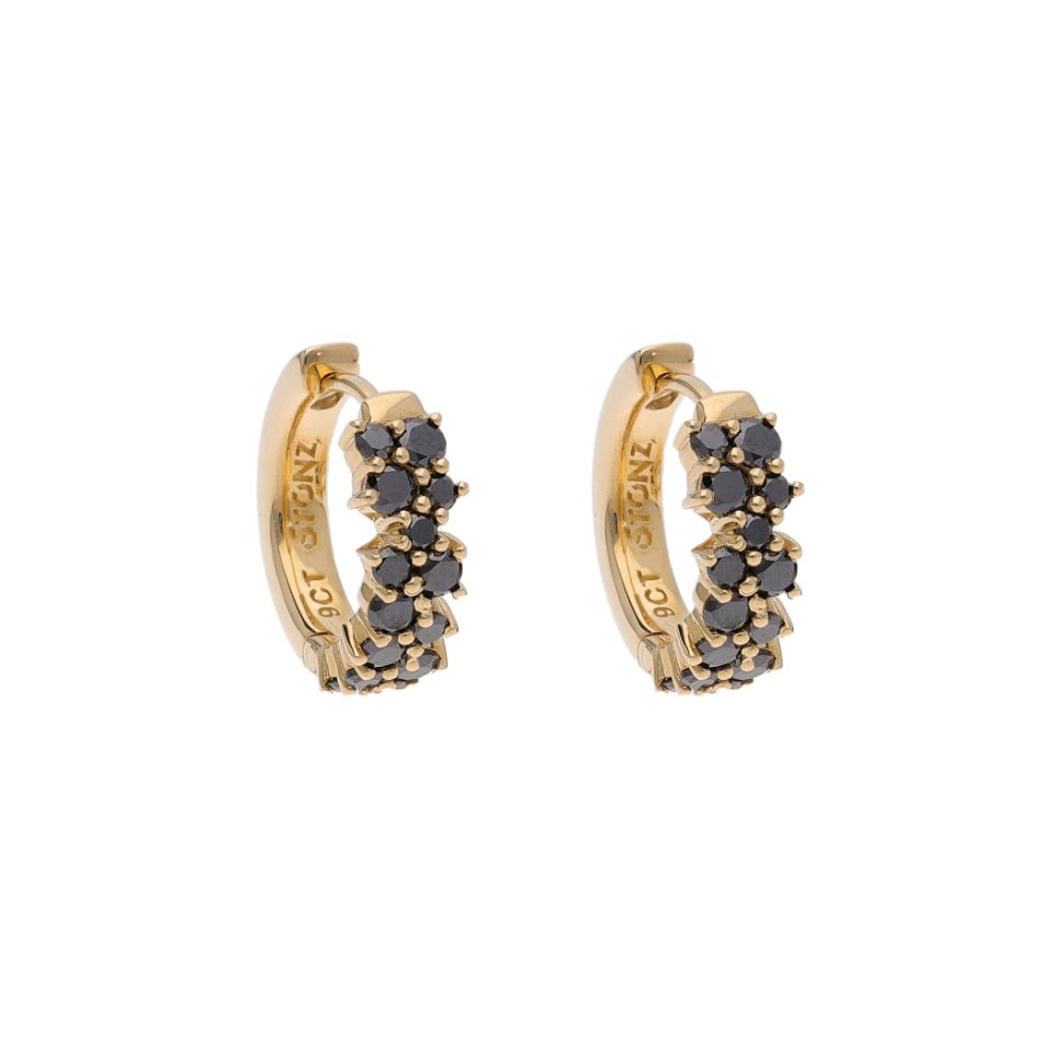 Scattered Black Diamond Huggie Earrings