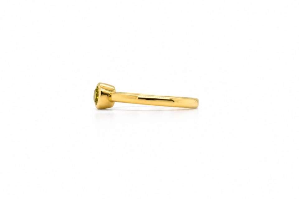 0.30 Ct Round Fancy Yellow Diamond Tube-Set Solitaire Ring 1