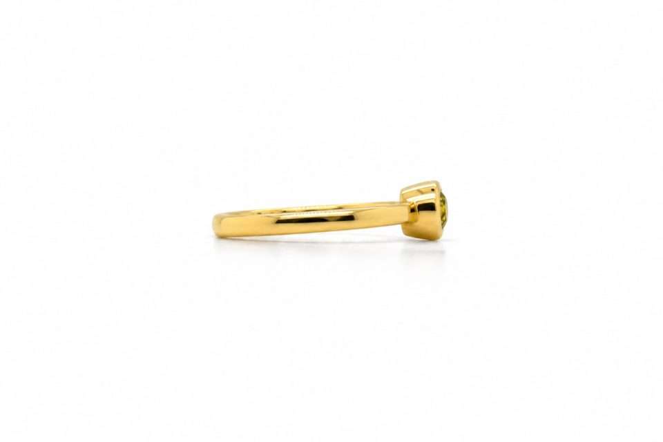 0.30 Ct Round Fancy Yellow Diamond Tube-Set Solitaire Ring 2