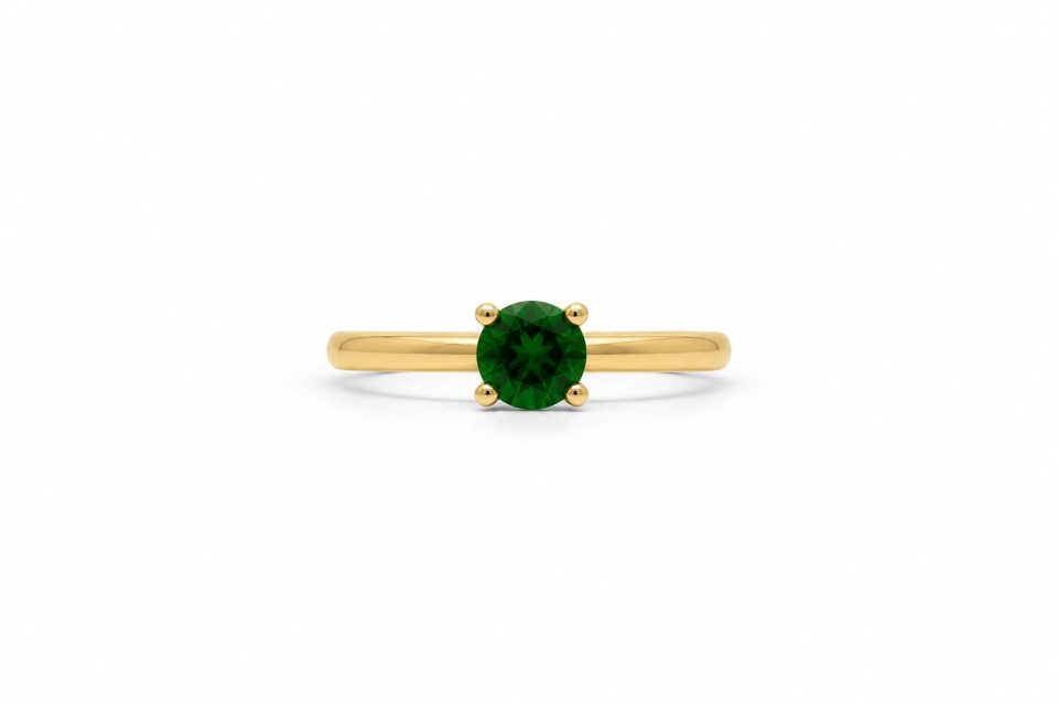 9K Yellow Gold Tsavorite Solitaire Ring