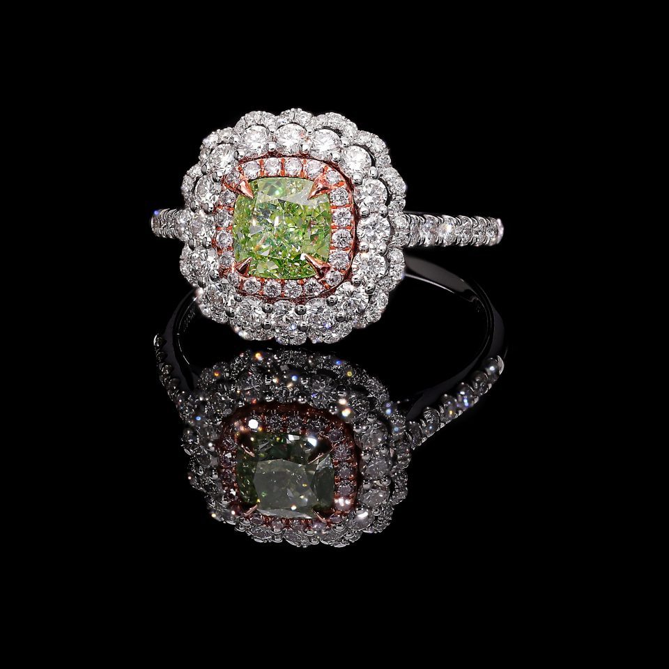 Fancy Green Halo Ring3