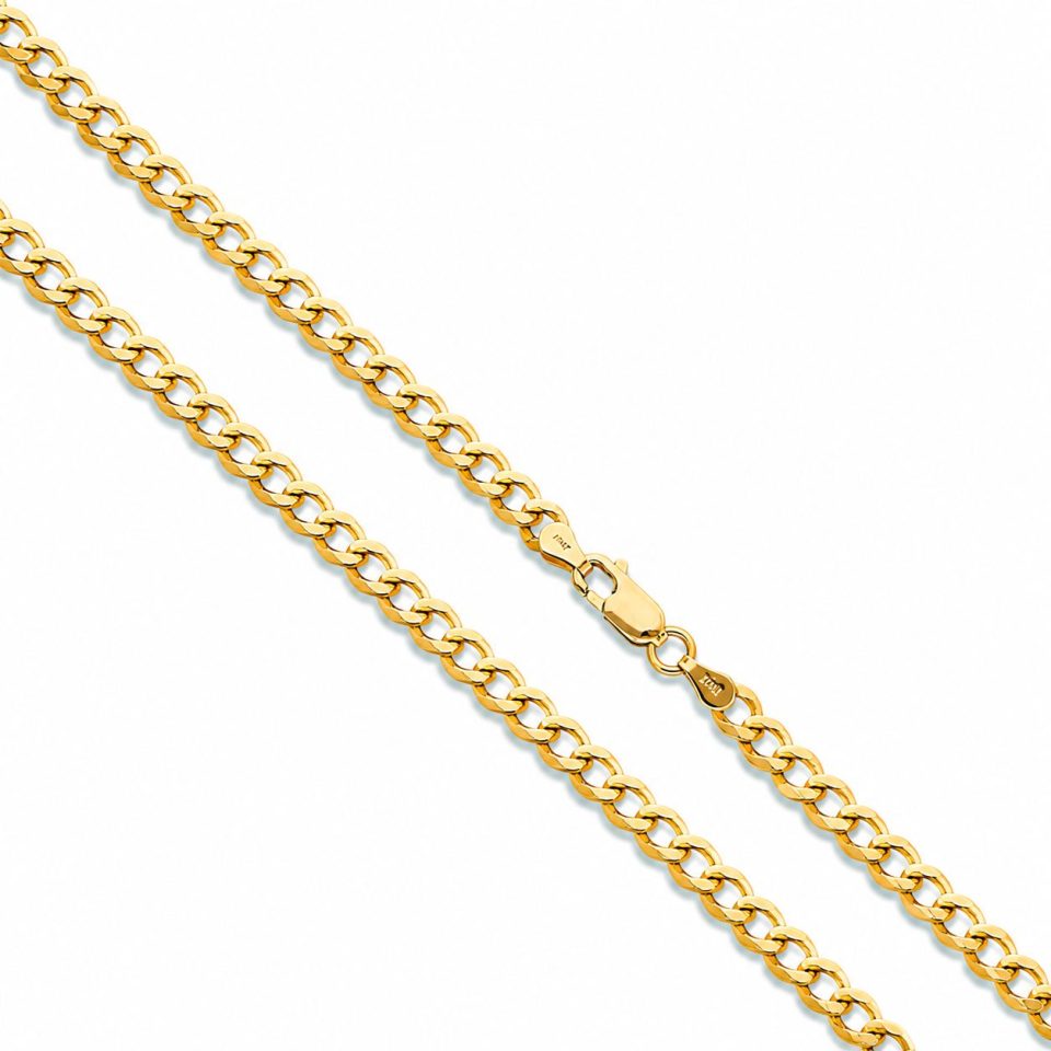 9K Yellow Gold 4.6mm Curb Chain Bracelet – Classic Men's Gold Bracelet (21cm)