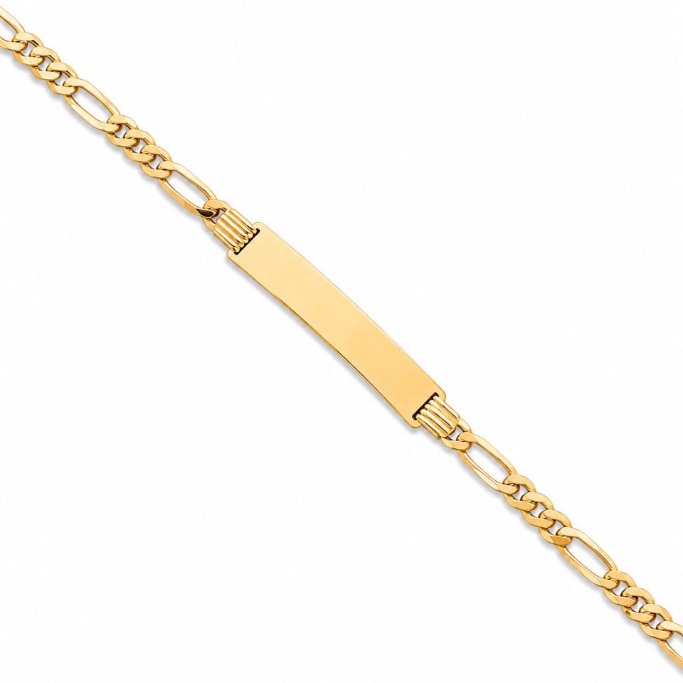 4.8mm 9K Yellow Gold Figaro ID Bracelet – Engravable Men's Gold Bracelet (21cm)