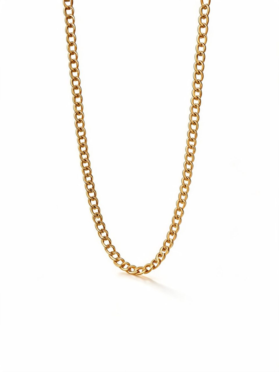 4.6mm 9K Yellow Gold Curb Chain – Men's Gold Chain (50cm–65cm)