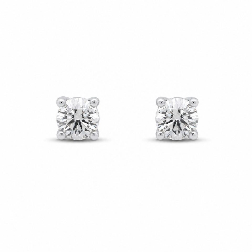 9K White Gold 0.38 Ct Diamond Stud Earrings