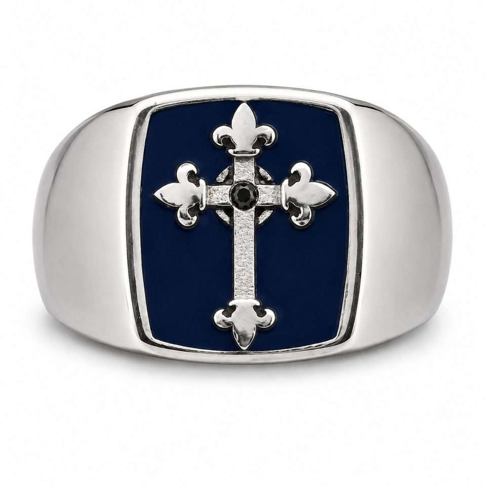 Men's Cross Inlay Ring – Resin Design