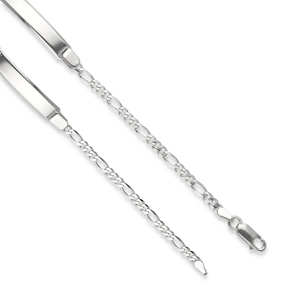 19cm Silver Figaro ID Bracelet at Stonz Diamonds