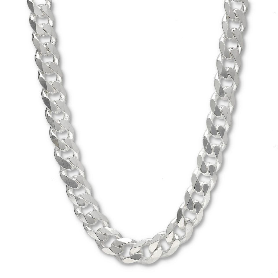 9.3mm 925 Sterling Silver Curb Chain – Heavy Men's Silver Chain (23cm–65cm)