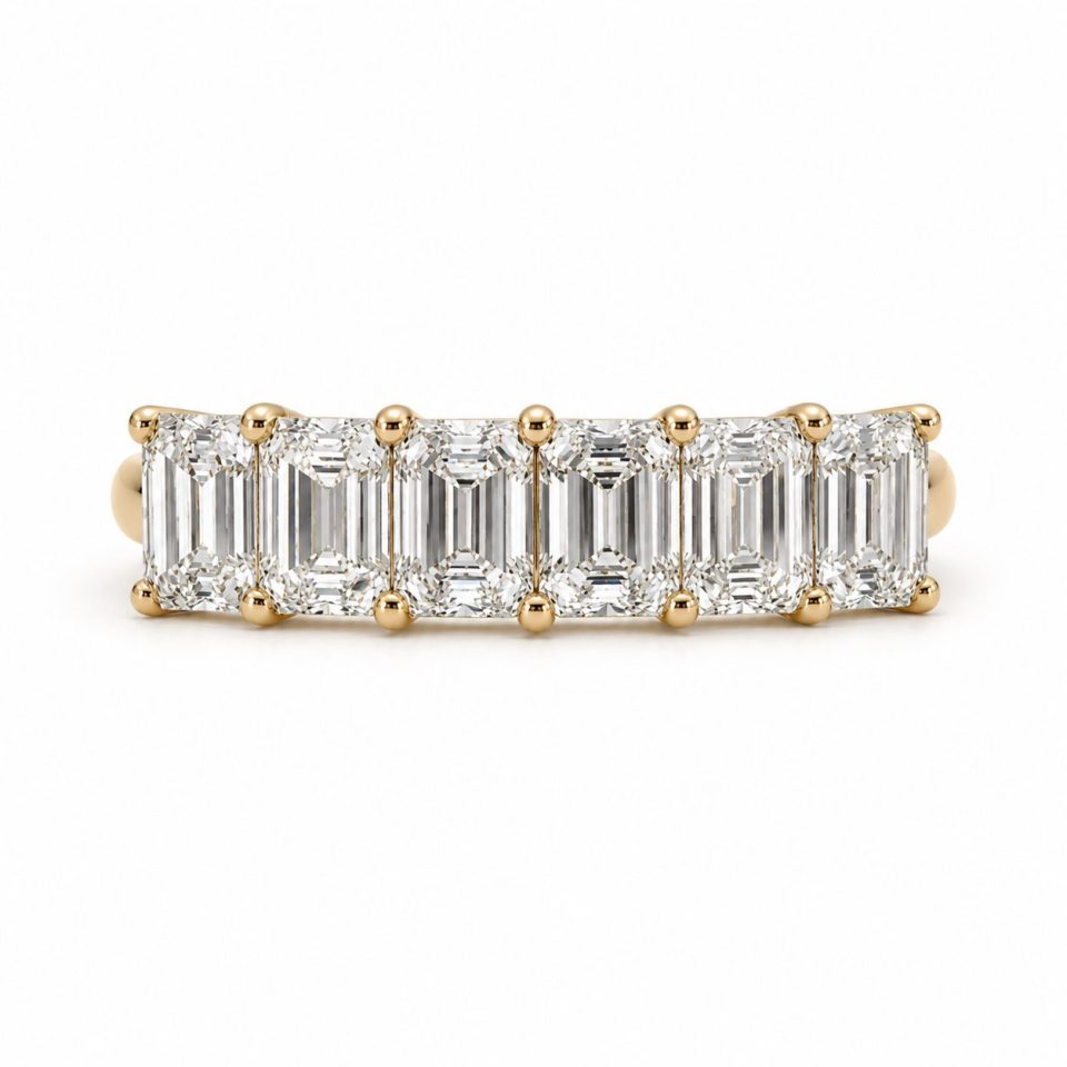 18K Gold Emerald-Shaped Lab-Grown Diamond Eternity Ring