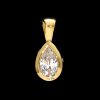 Yellow Gold Tube Pear Diamond Pendant