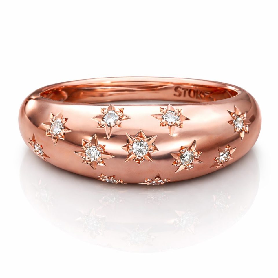 9K RG 9K Gold 0.16 Ct Diamond Star Dome Ring