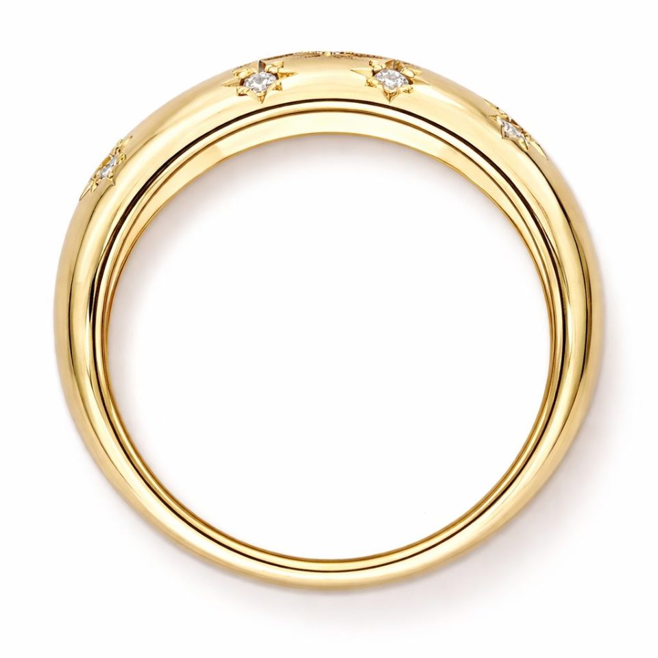 9K YG 9K Gold 0.16 Ct Diamond Star Dome Ring 2