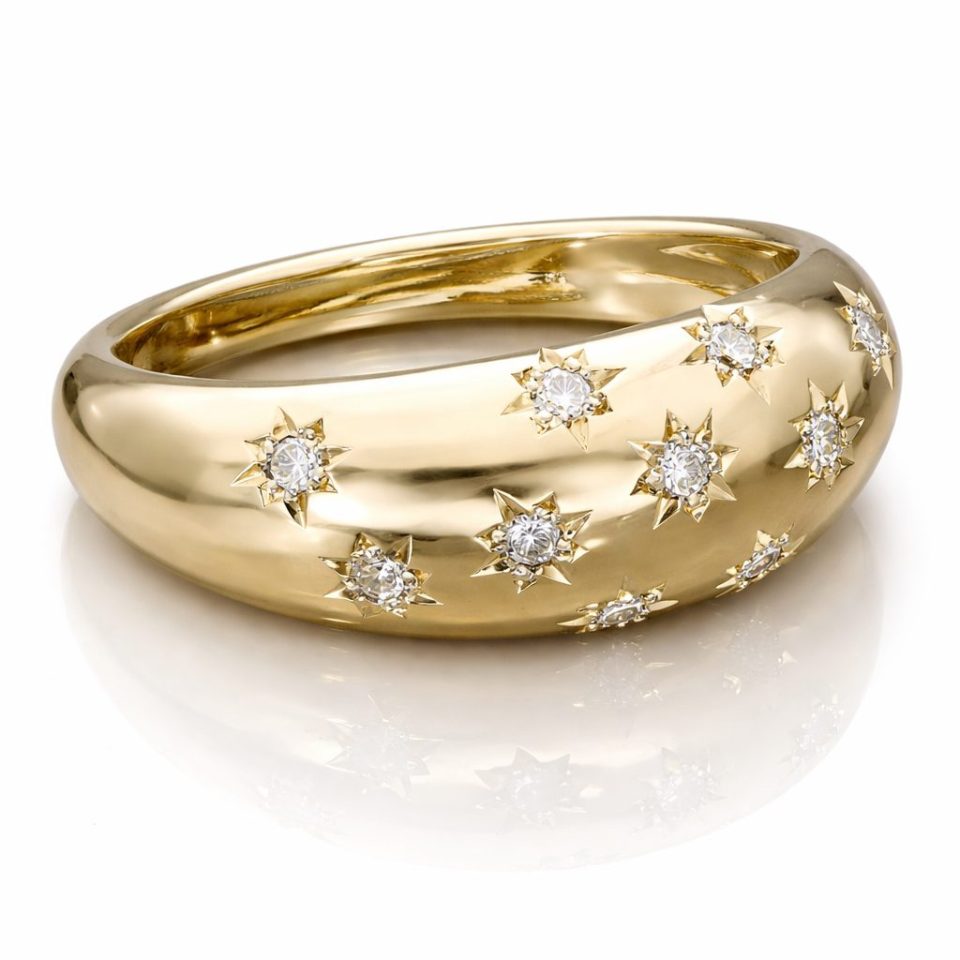 9K YG 9K Gold 0.16 Ct Diamond Star Dome Ring 3
