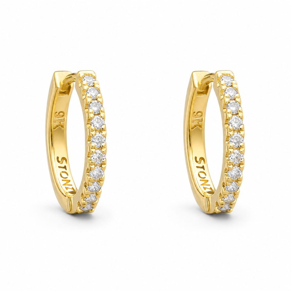 9K Gold Diamond Huggie Earrings