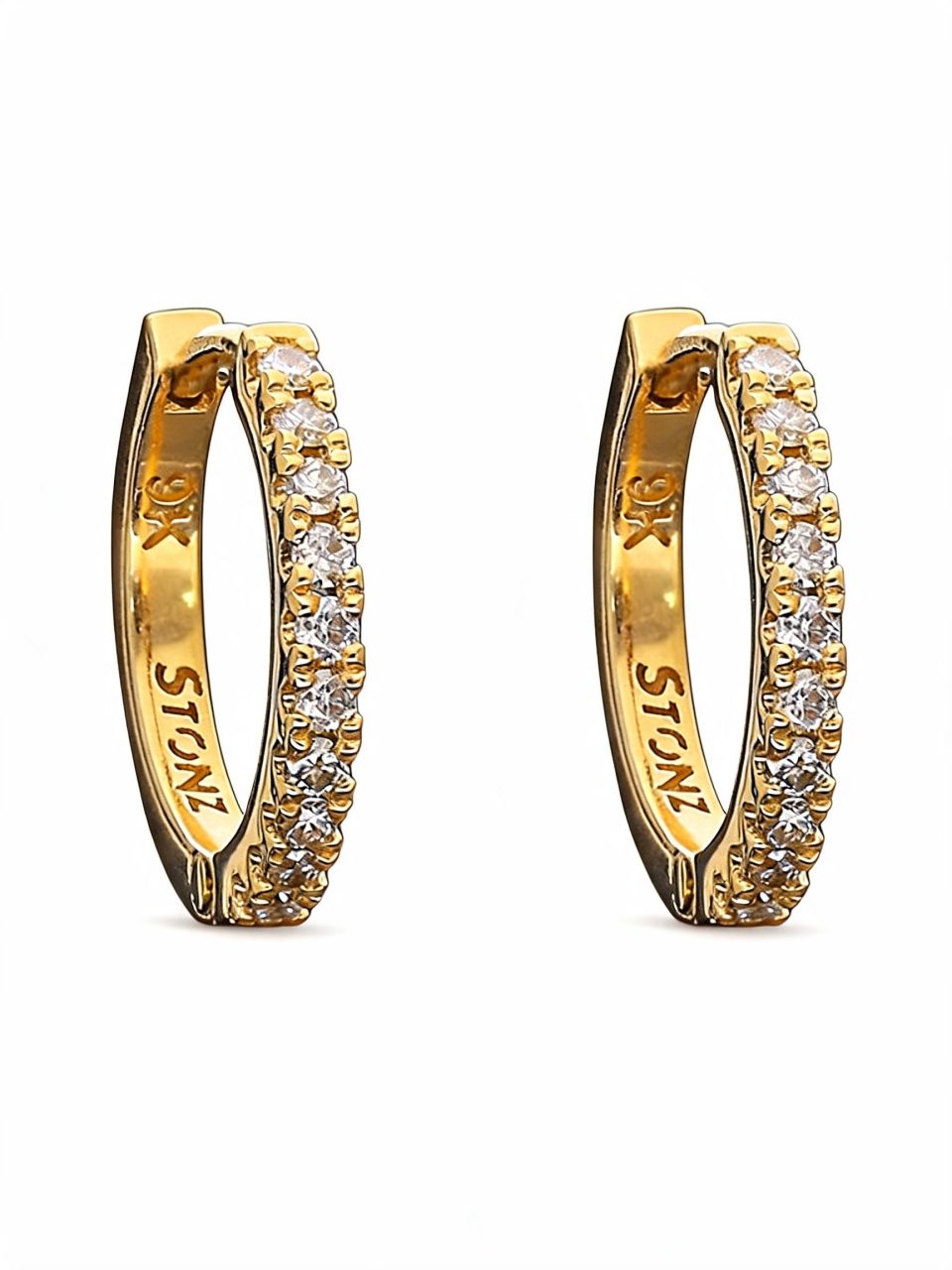 9K Gold Diamond Huggie Earrings
