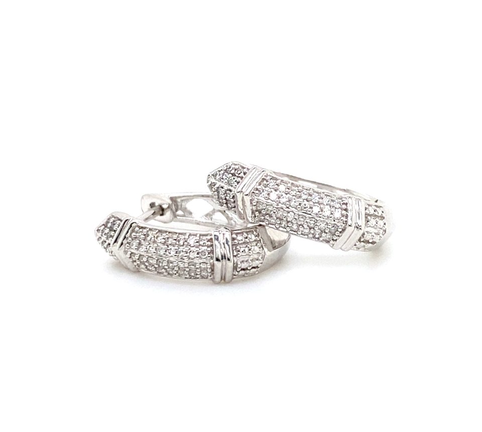 White Gold Detailed Diamond Huggies