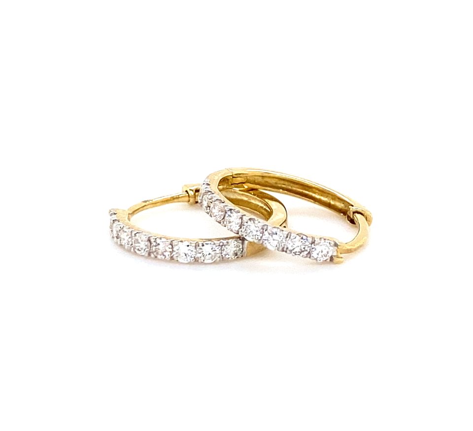 Yellow Gold Diamond Huggies