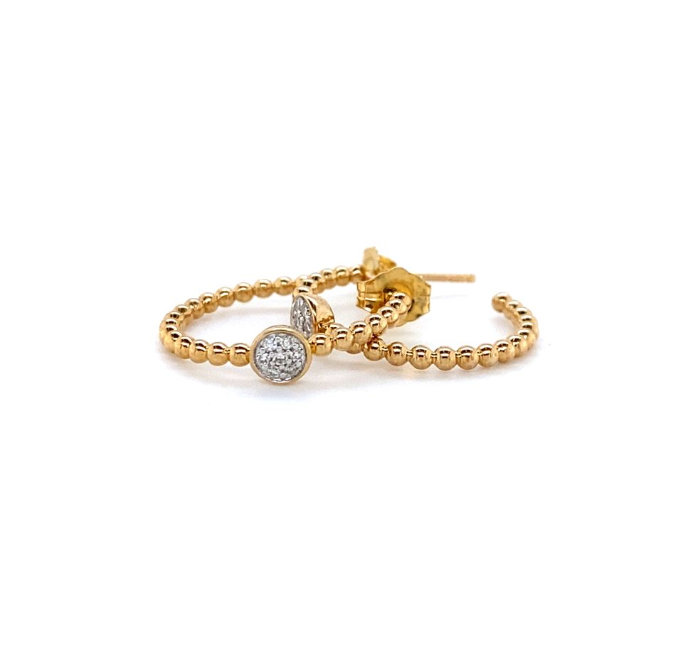 Yellow Gold Bubble Diamond Huggies
